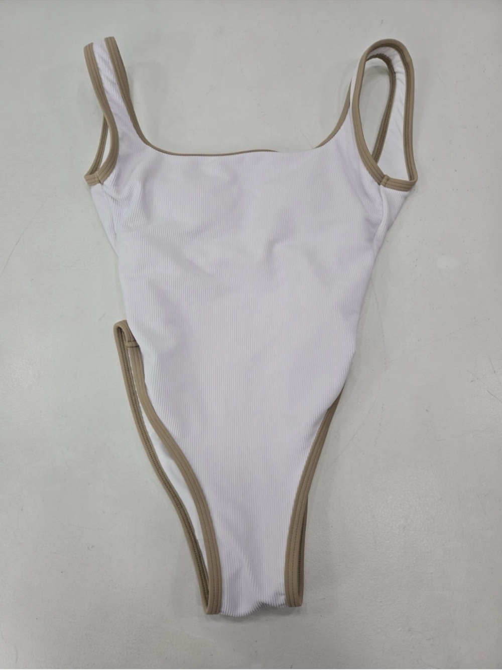 Lain Snow Ocean Isle One Piece Swim Suit White Ribbed Size XS Womens NWOT